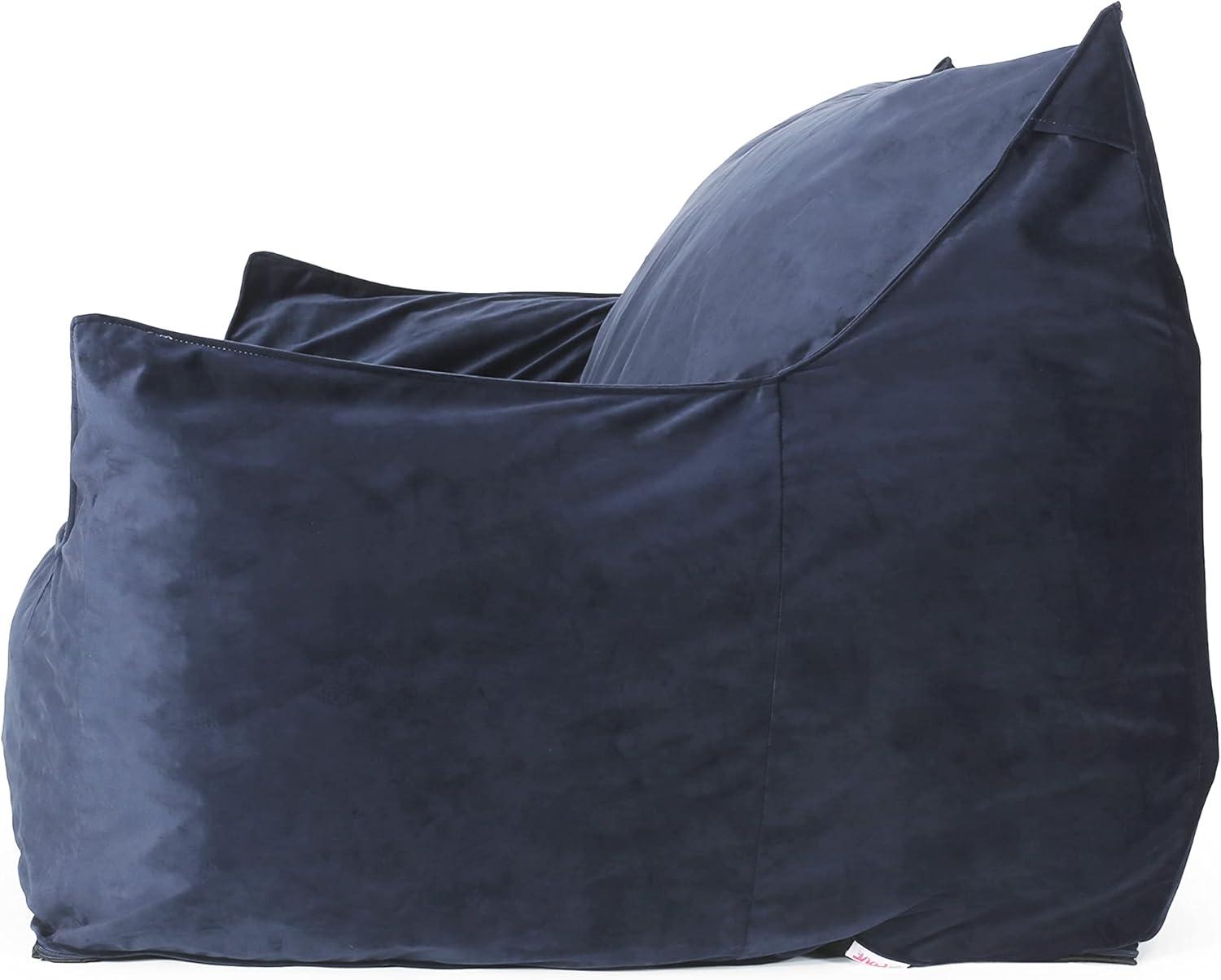 image:imageChristopher Knight Home Velie 2 Seater Oversized Bean Bag Chair with Armrests Velveteen PinkMidnight Blue