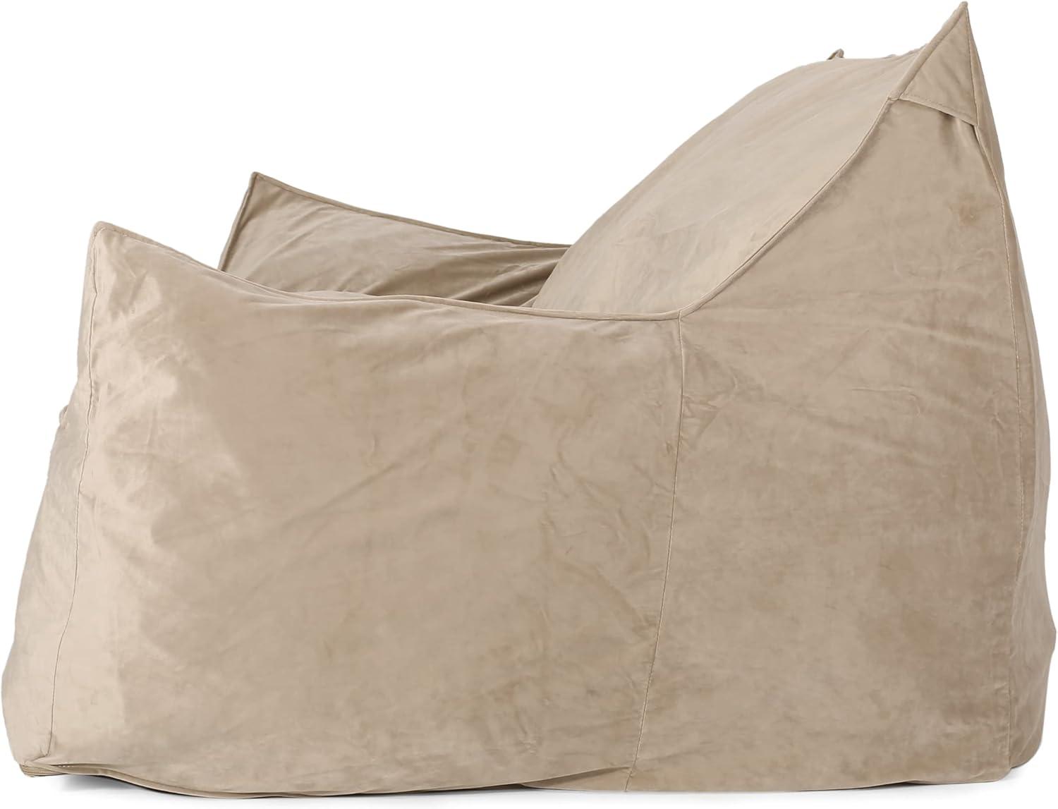 image:imageChristopher Knight Home Velie 2 Seater Oversized Bean Bag Chair with Armrests Velveteen PinkTaupe