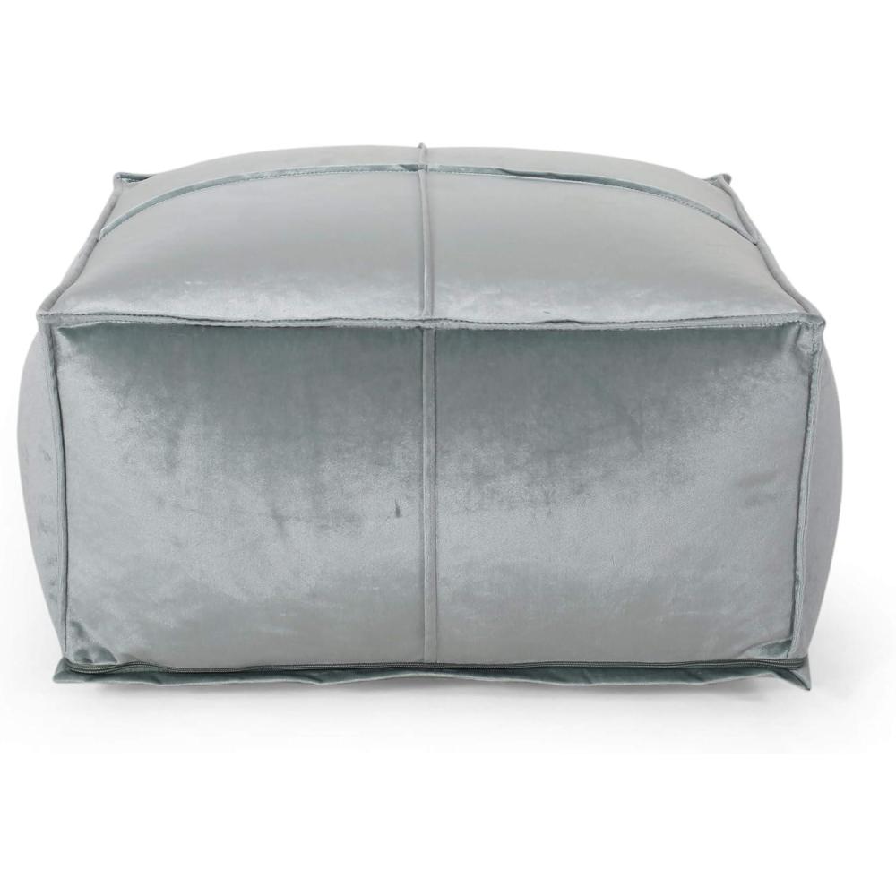 image:imageChristopher Knight Home Cytheria Smoke Velvet Square Bean Bag OttomanSeafoam Blue