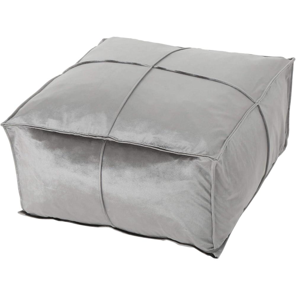 image:imageChristopher Knight Home Cytheria Smoke Velvet Square Bean Bag OttomanSmoke