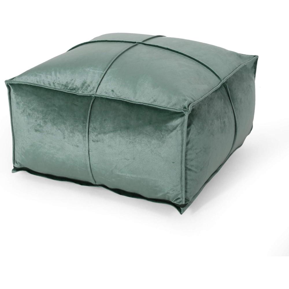 image:imageChristopher Knight Home Cytheria Smoke Velvet Square Bean Bag OttomanTurquoise