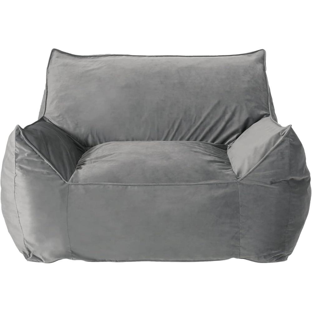 image:imageChristopher Knight Home Loubar Bean Bag Chair with Armrests Velveteen BlackGrey