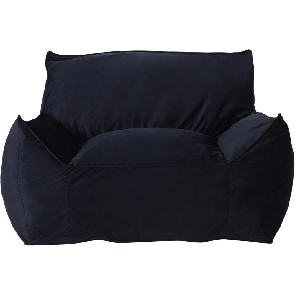 image:imageChristopher Knight Home Loubar Bean Bag Chair with Armrests Velveteen BlackMidnight Blue