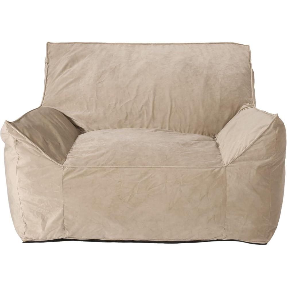 image:imageChristopher Knight Home Loubar Bean Bag Chair with Armrests  Velveteen  BlackTaupe