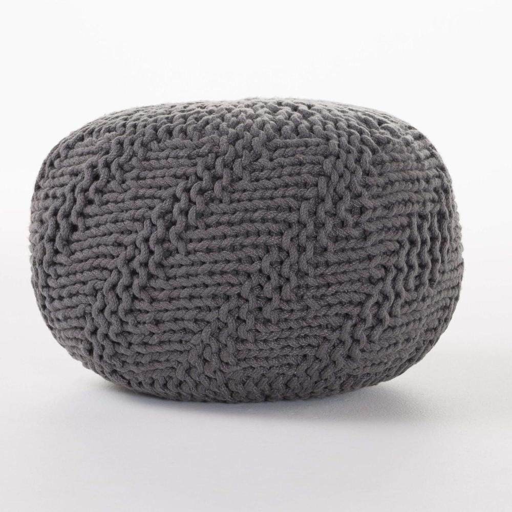 image:imageChristopher Knight Home Malibu Fabric Pouf IvoryDark Grey