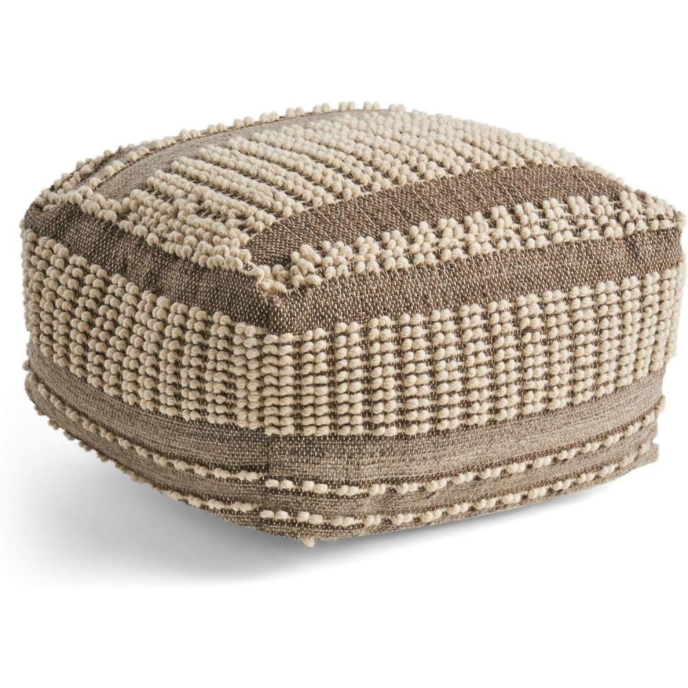 image:imageChristopher Knight Home Malibu Fabric Pouf IvoryGray White