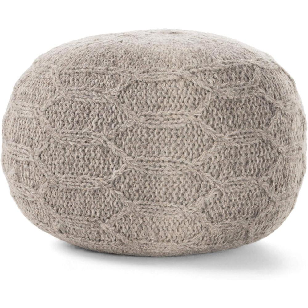 image:imageChristopher Knight Home Malibu Fabric Pouf IvoryGrey