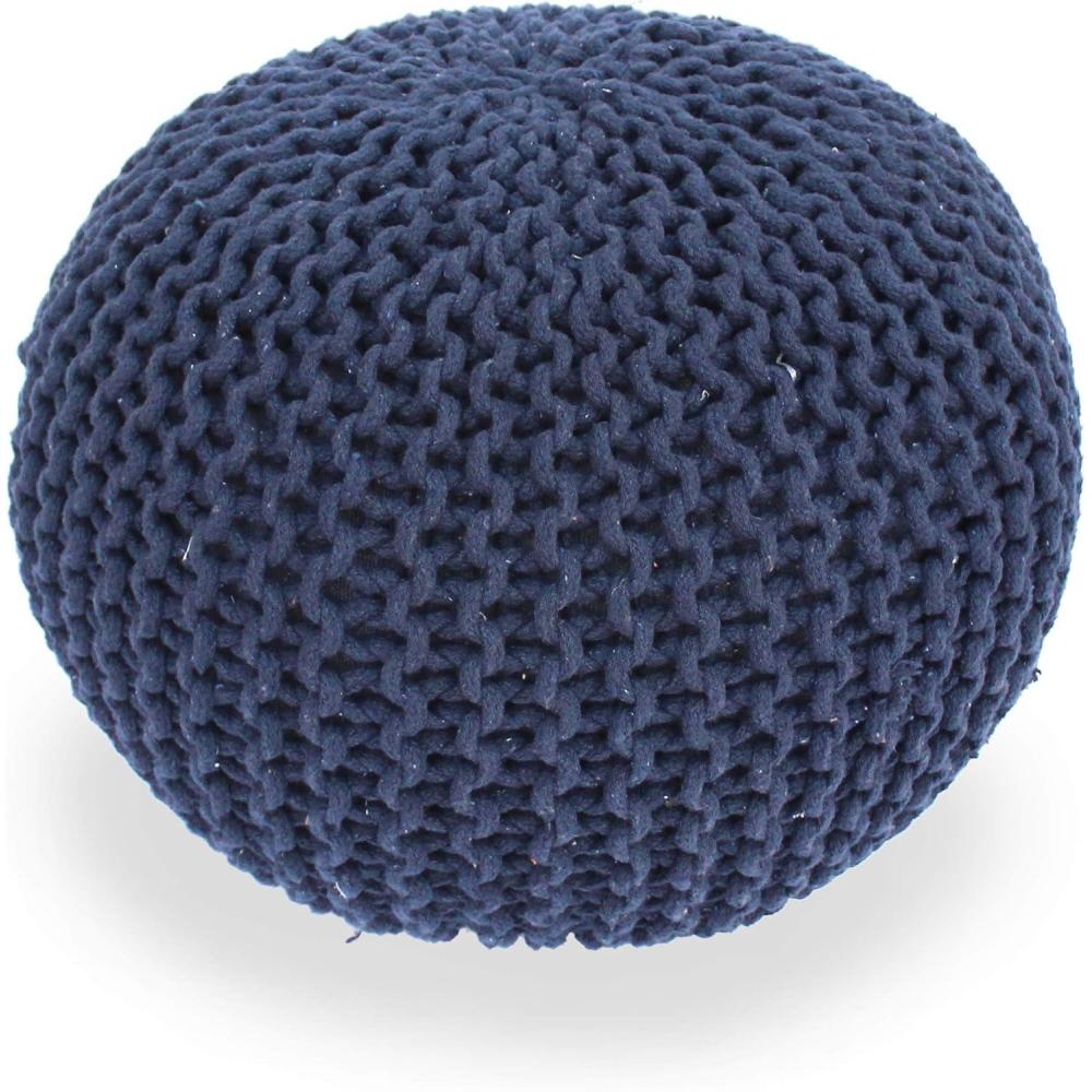 image:imageChristopher Knight Home Malibu Fabric Pouf IvoryNavy Blue