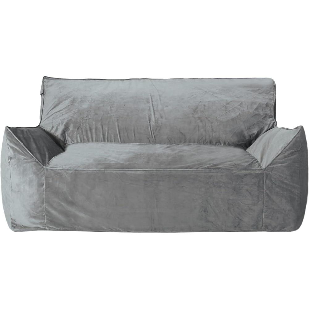 image:imageChristopher Knight Home Velie 2 Seater Oversized Bean Bag Chair with Armrests Velveteen PinkGrey