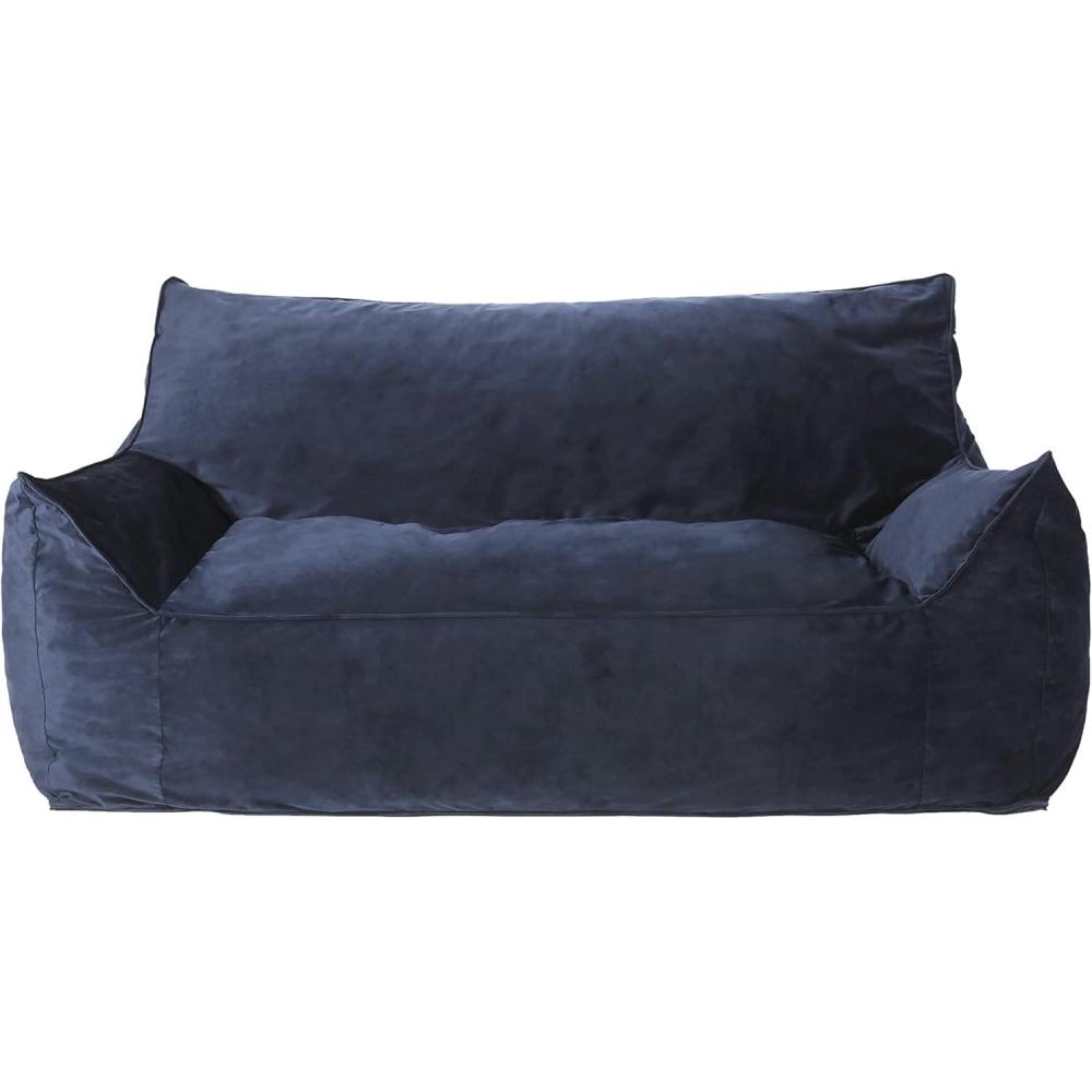 image:imageChristopher Knight Home Velie 2 Seater Oversized Bean Bag Chair with Armrests Velveteen PinkMidnight Blue