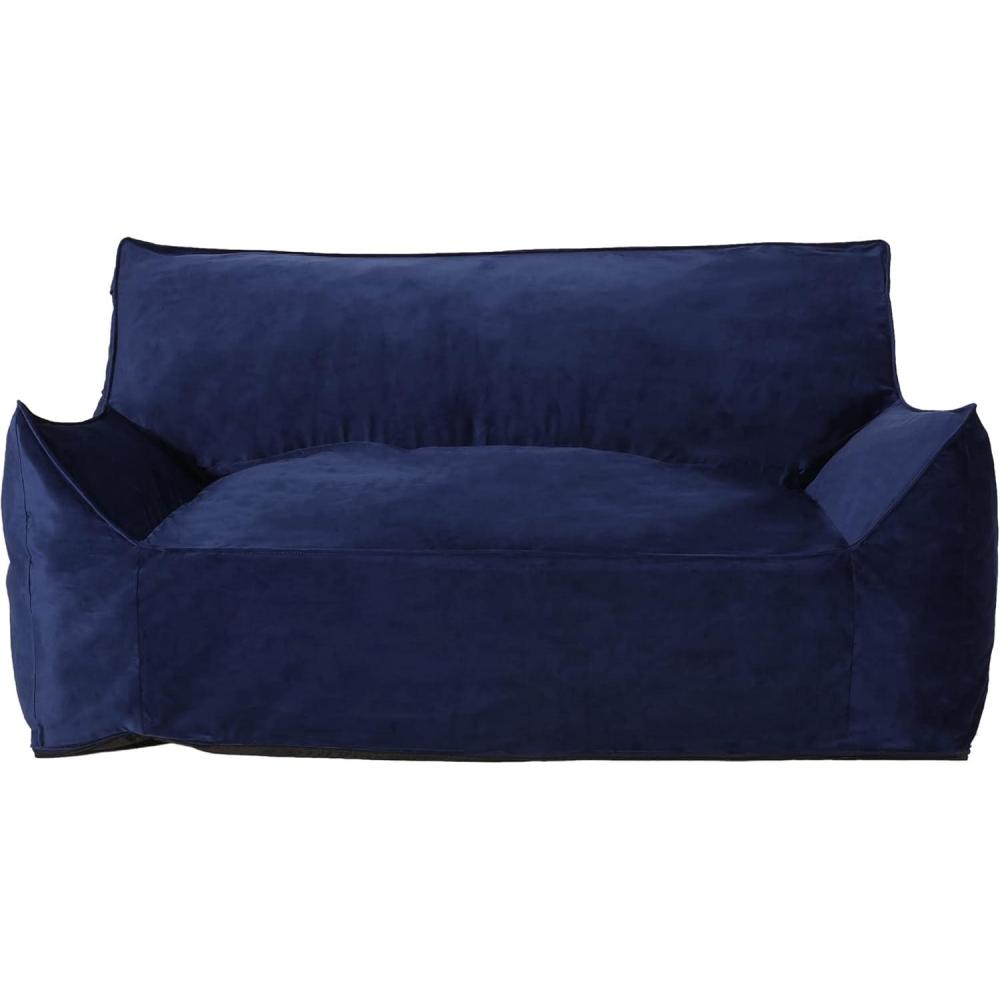 image:imageChristopher Knight Home Velie 2 Seater Oversized Bean Bag Chair with Armrests Velveteen PinkNavy Blue