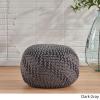 Christopher Knight Home Hazel Indoor / Outdoor Fabric Weave Pouf, Dark Grey Small