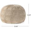 Christopher Knight Home Hortense Pouf, Gray(Ivory)