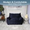 Christopher Knight Home Loubar Bean Bag Chair with Armrests – Velveteen – Black(Midnight Blue)