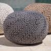 Christopher Knight Home Malibu Fabric Pouf, Ivory(Dark Grey)