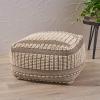 Christopher Knight Home Malibu Fabric Pouf, Ivory(Gray  White)