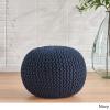 Christopher Knight Home Malibu Fabric Pouf, Ivory(Navy Blue)