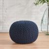 Christopher Knight Home Malibu Fabric Pouf, Ivory(Navy Blue)