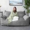 Christopher Knight Home Velie 2 Seater Oversized Bean Bag Chair with Armrests – Velveteen – Pink(Grey)