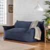 Christopher Knight Home Velie 2 Seater Oversized Bean Bag Chair with Armrests – Velveteen – Pink(Midnight Blue)