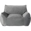 Christopher Knight Home Loubar Bean Bag Chair with Armrests – Velveteen – Black(Grey)