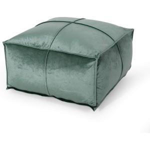 Christopher Knight Home Cytheria Smoke Velvet Square Bean Bag Ottoman(Turquoise)