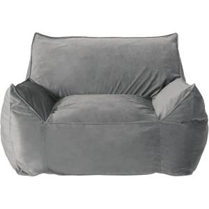 Christopher Knight Home Loubar Bean Bag Chair with Armrests – Velveteen – Black(Grey)