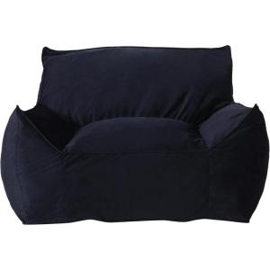 Christopher Knight Home Loubar Bean Bag Chair with Armrests – Velveteen – Black(Midnight Blue)