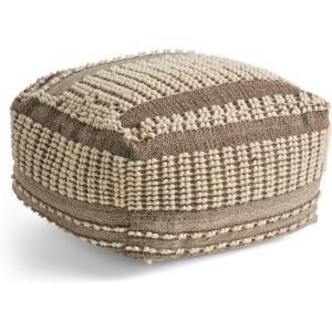 Christopher Knight Home Malibu Fabric Pouf, Ivory(Gray  White)
