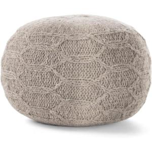 Christopher Knight Home Malibu Fabric Pouf, Ivory(Grey)