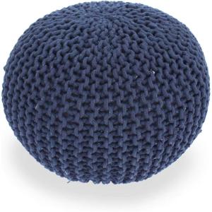 Christopher Knight Home Malibu Fabric Pouf, Ivory(Navy Blue)