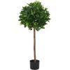 Christopher Knight Home Alene Set of 2 49”H Pre-Potted Artificial Tree Indoor with Black Plastic Pot, Artificial Topiary Bay Tree Ball with Nursery Pot, Faux Tree with Natural Wood Trunk, Green(Green/49”h)