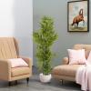 Christopher Knight Home Alene Set of 2 49”H Pre-Potted Artificial Tree Indoor with Black Plastic Pot, Artificial Topiary Bay Tree Ball with Nursery Pot, Faux Tree with Natural Wood Trunk, Green(Green/60.75”h)