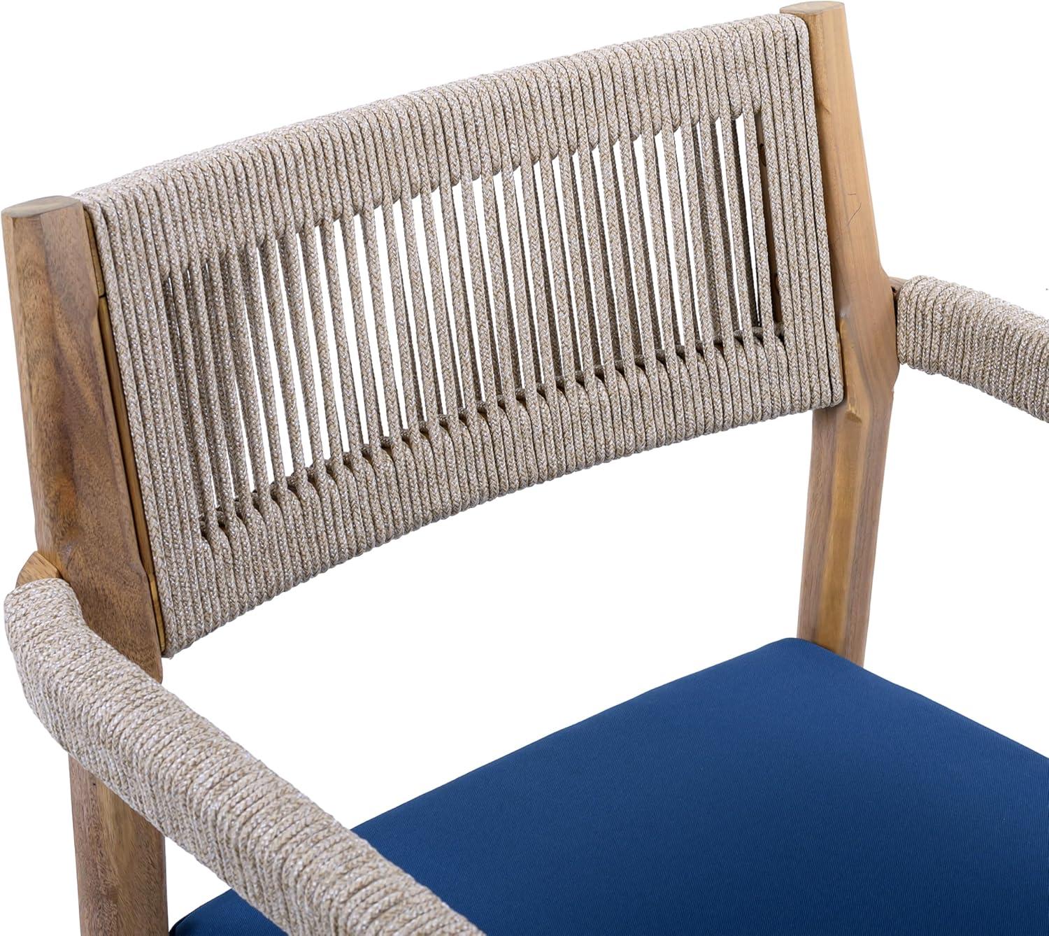 image:imageChristopher Knight Home Caitlyn Acacia Wood Outdoor Dining Chairs Set of 6 Patio Chairs with WeatherResistant Cushions Garden Extra Seating with Handwoven Rope Accent Cream Teak BeigeBlue Navyteakbeige