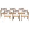 Christopher Knight Home Caitlyn Acacia Wood Outdoor Dining Chairs Set of 6, Patio Chairs with Weather-Resistant Cushions, Garden Extra Seating with Handwoven Rope Accent, Cream + Teak + Beige(Cream+teak+beige)