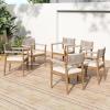 Christopher Knight Home Caitlyn Acacia Wood Outdoor Dining Chairs Set of 6, Patio Chairs with Weather-Resistant Cushions, Garden Extra Seating with Handwoven Rope Accent, Cream + Teak + Beige(Cream+teak+beige)