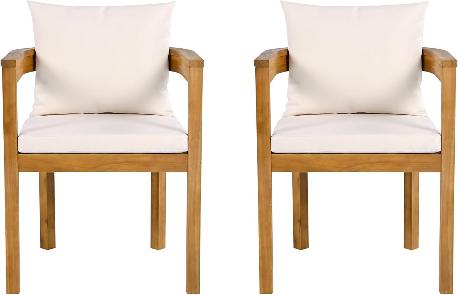 image:imageChristopher Knight Home Abact Outdoor Acacia Wood Dining Chair Set of 2 Curved Patio Armchair with Cushions Backyard Dining Chairs Modern Lounge Seating for Garden Porch Balcony TeakBeige