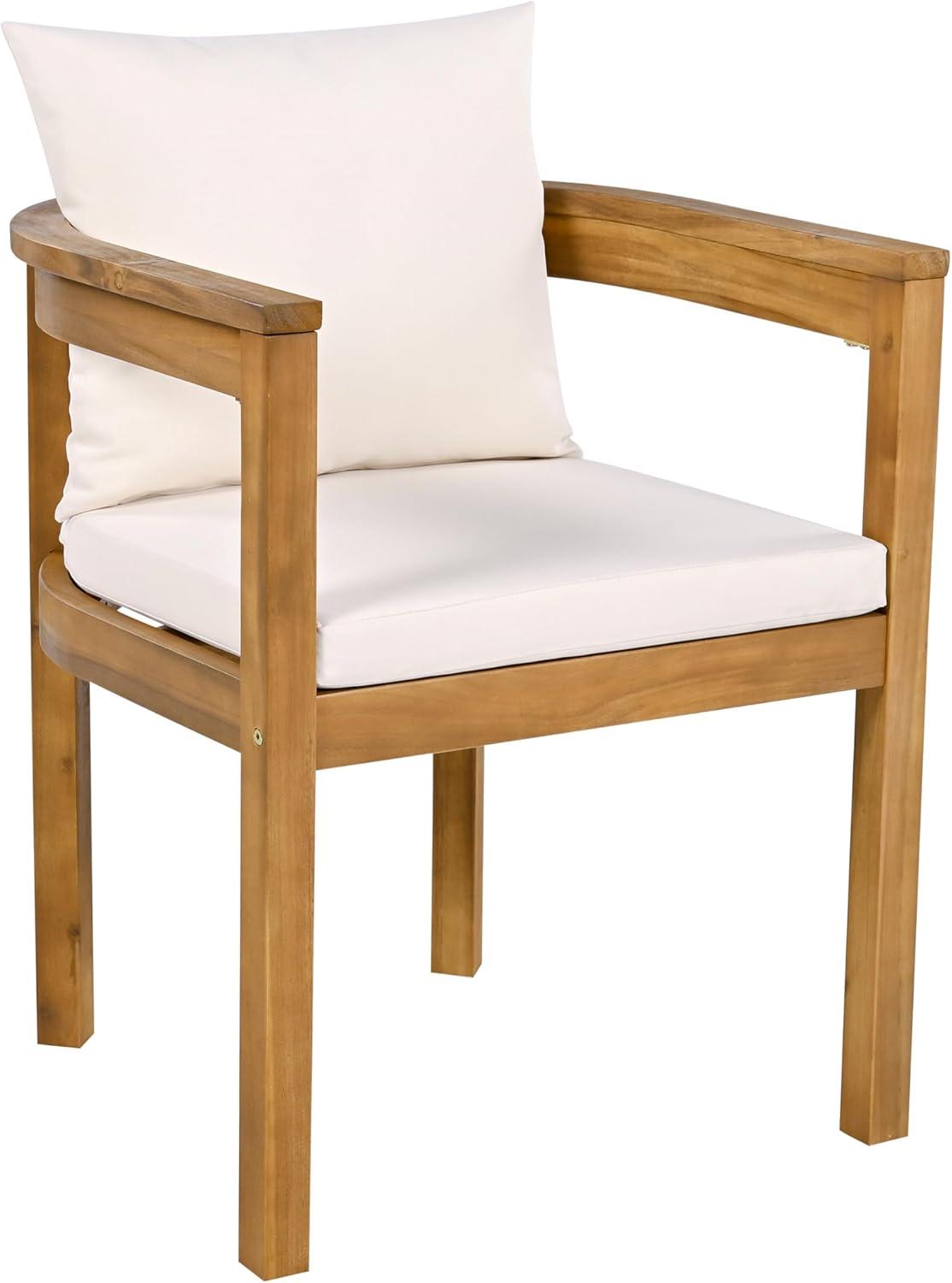 image:imageChristopher Knight Home Abact Outdoor Acacia Wood Dining Chair Set of 2 Curved Patio Armchair with Cushions Backyard Dining Chairs Modern Lounge Seating for Garden Porch Balcony TeakBeige