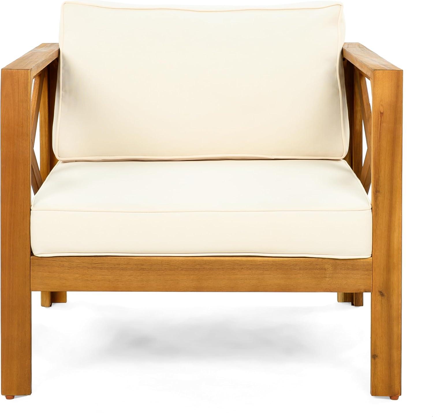 image:imageChristopher Knight Home Byrd Acacia Wood Outdoor Club Chair Set of 2 with Removable Cushion Wooden Patio Accent Chair Set with Cushion Poolside Garden Patio Furniture Set Armchair TeakDark GreyTeakbeige