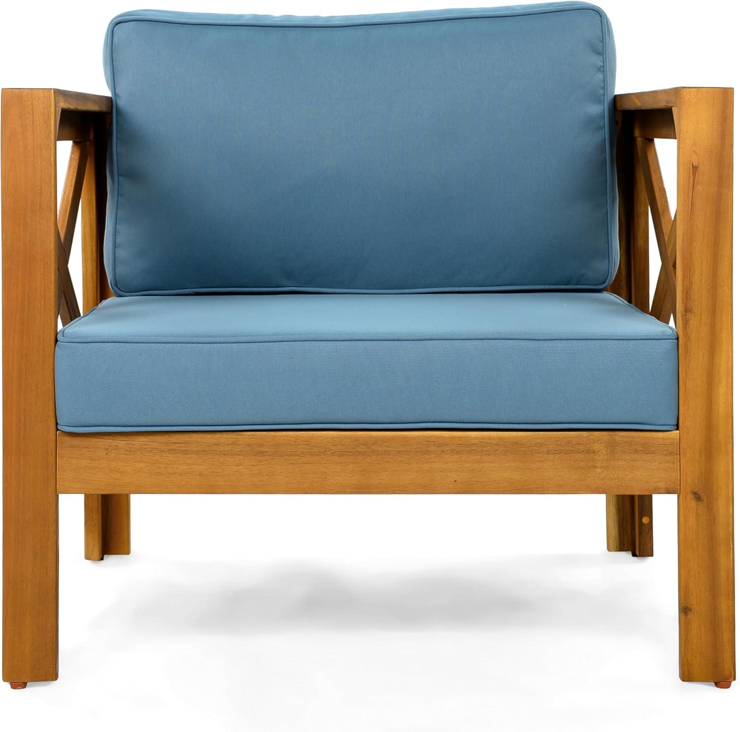 image:imageChristopher Knight Home Byrd Acacia Wood Outdoor Club Chair Set of 2 with Removable Cushion Wooden Patio Accent Chair Set with Cushion Poolside Garden Patio Furniture Set Armchair TeakDark GreyTeakblue