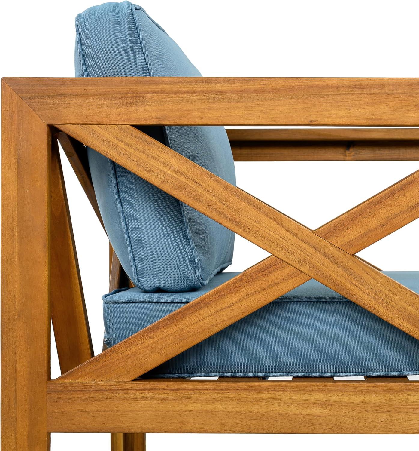 image:imageChristopher Knight Home Byrd Acacia Wood Outdoor Club Chair Set of 2 with Removable Cushion Wooden Patio Accent Chair Set with Cushion Poolside Garden Patio Furniture Set Armchair TeakDark GreyTeakblue