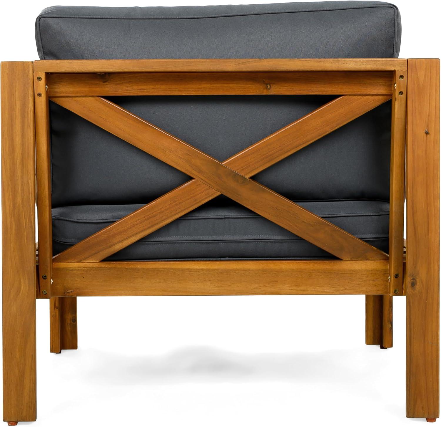 image:imageChristopher Knight Home Byrd Acacia Wood Outdoor Club Chair Set of 2 with Removable Cushion Wooden Patio Accent Chair Set with Cushion Poolside Garden Patio Furniture Set Armchair TeakDark GreyTeakdark Grey