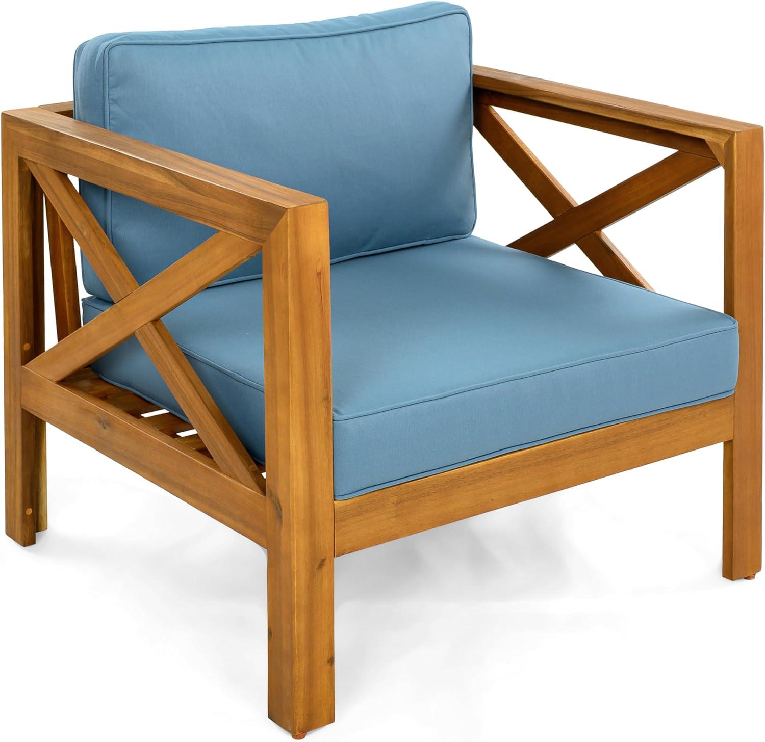 image:imageChristopher Knight Home Byrd Acacia Wood Outdoor Club Chair Set of 2 with Removable Cushion Wooden Patio Accent Chair Set with Cushion Poolside Garden Patio Furniture Set Armchair TeakDark GreyTeakblue