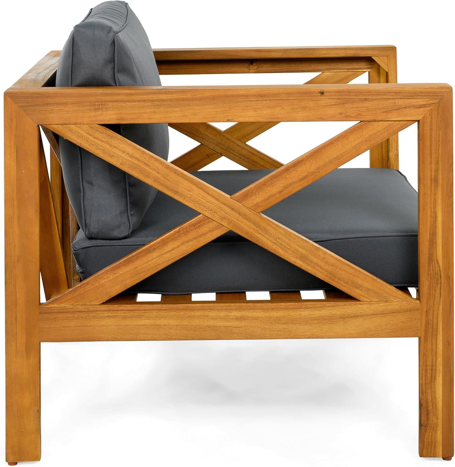 image:imageChristopher Knight Home Byrd Acacia Wood Outdoor Club Chair Set of 2 with Removable Cushion Wooden Patio Accent Chair Set with Cushion Poolside Garden Patio Furniture Set Armchair TeakDark GreyTeakdark Grey