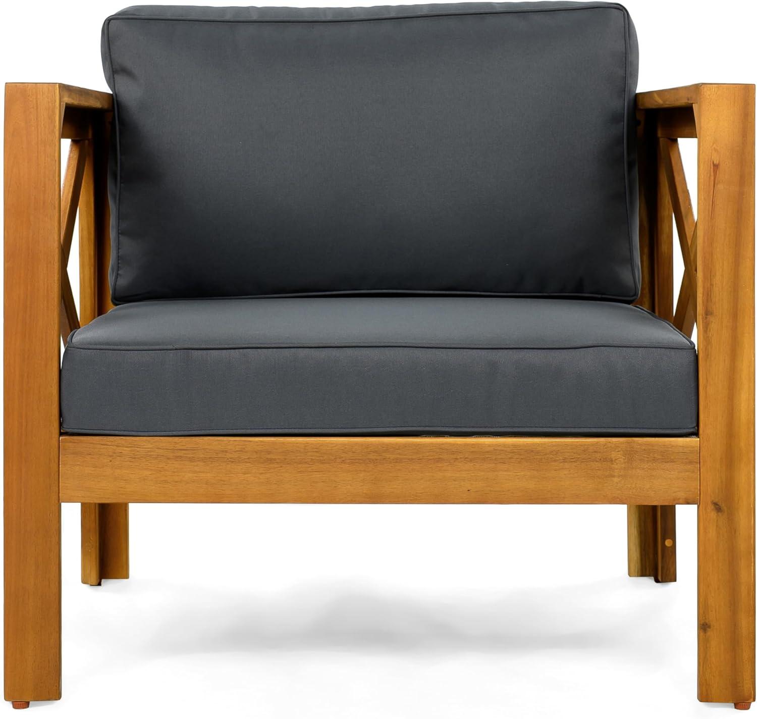 image:imageChristopher Knight Home Byrd Acacia Wood Outdoor Club Chair Set of 2 with Removable Cushion Wooden Patio Accent Chair Set with Cushion Poolside Garden Patio Furniture Set Armchair TeakDark GreyTeakdark Grey