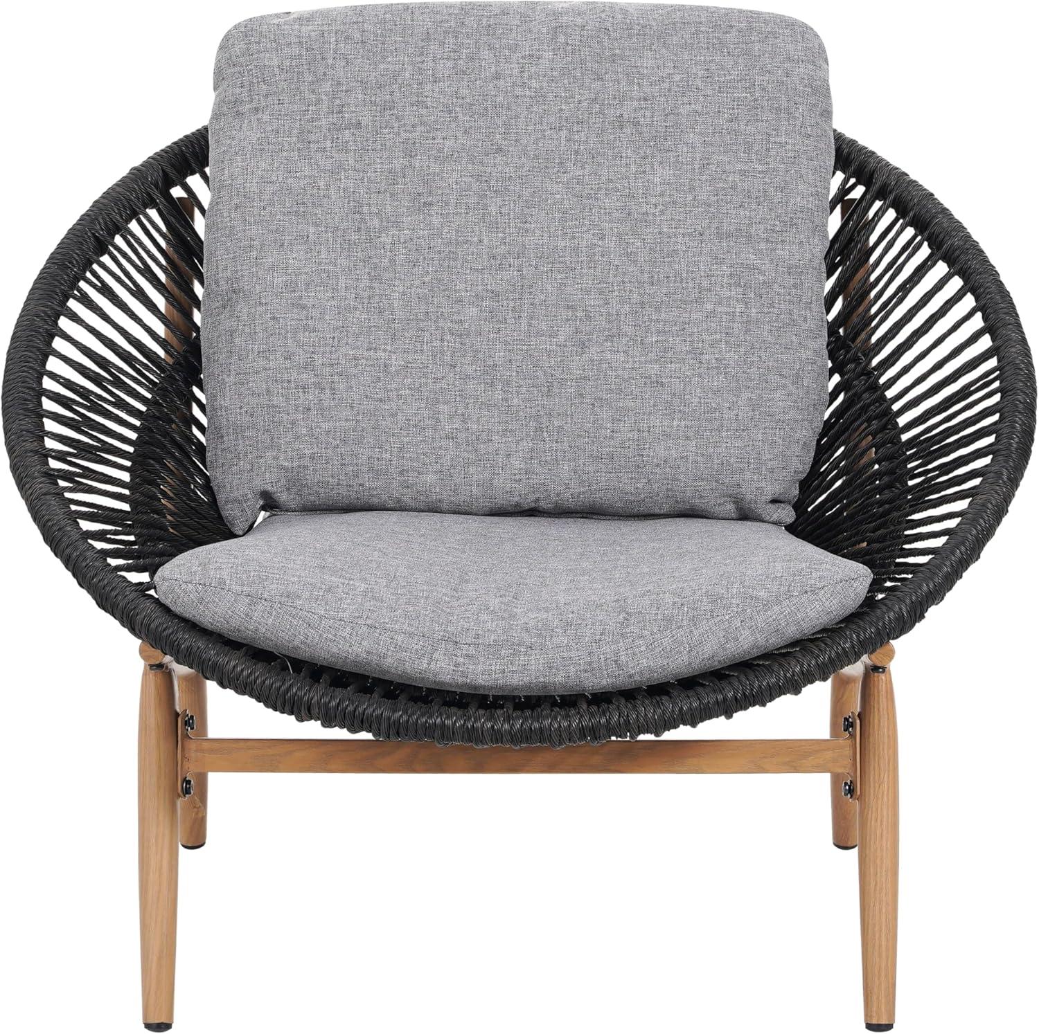 image:imageChristopher Knight Home Cyril Outdoor Papasan Chair Set of 2 with Cushion Wicker Egg Chair with Removable Cushion PE Wicker Chaise Lounge Sofa Patio Furniture Set for GardenBackyard BrownBeigeBrowndark Grey