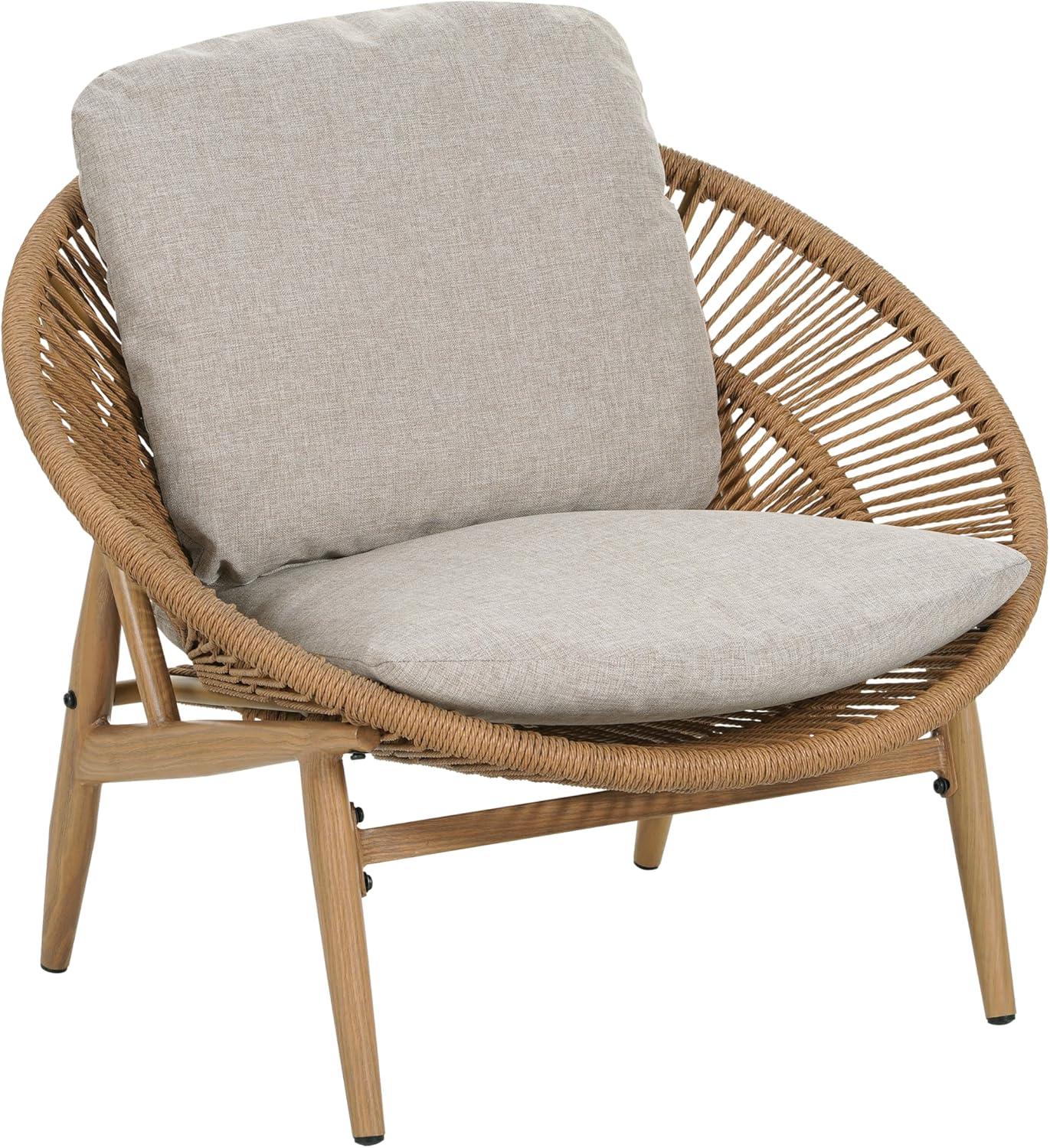 image:imageChristopher Knight Home Cyril Outdoor Papasan Chair Set of 2 with Cushion Wicker Egg Chair with Removable Cushion PE Wicker Chaise Lounge Sofa Patio Furniture Set for GardenBackyard BrownBeigeBrownbeige