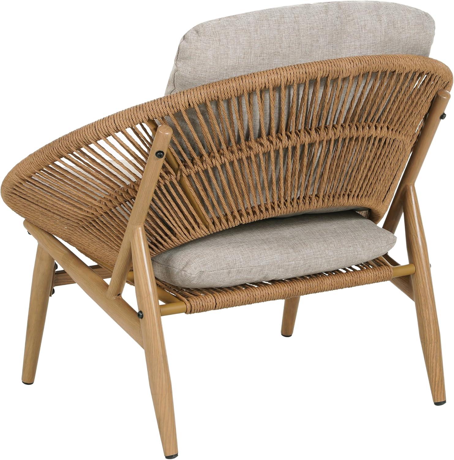 image:imageChristopher Knight Home Cyril Outdoor Papasan Chair Set of 2 with Cushion Wicker Egg Chair with Removable Cushion PE Wicker Chaise Lounge Sofa Patio Furniture Set for GardenBackyard BrownBeigeBrownbeige