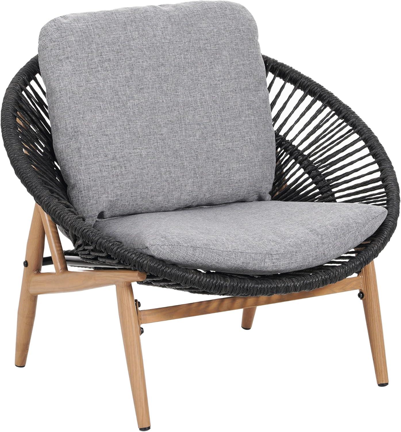 image:imageChristopher Knight Home Cyril Outdoor Papasan Chair Set of 2 with Cushion Wicker Egg Chair with Removable Cushion PE Wicker Chaise Lounge Sofa Patio Furniture Set for GardenBackyard BrownBeigeBrowndark Grey