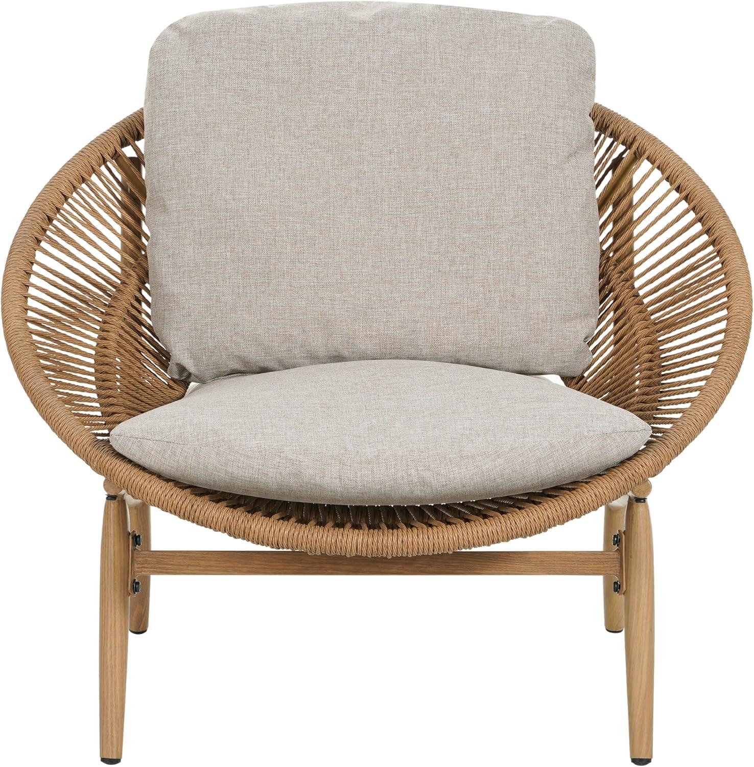 image:imageChristopher Knight Home Cyril Outdoor Papasan Chair Set of 2 with Cushion Wicker Egg Chair with Removable Cushion PE Wicker Chaise Lounge Sofa Patio Furniture Set for GardenBackyard BrownBeigeBrownbeige